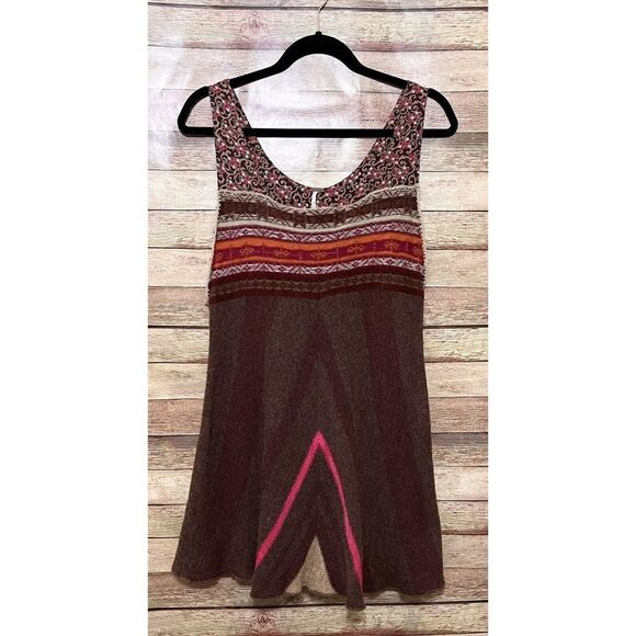 Free People Tops - Free People Wool Blend Knit Mixed Media Tank Tunic Boho Small